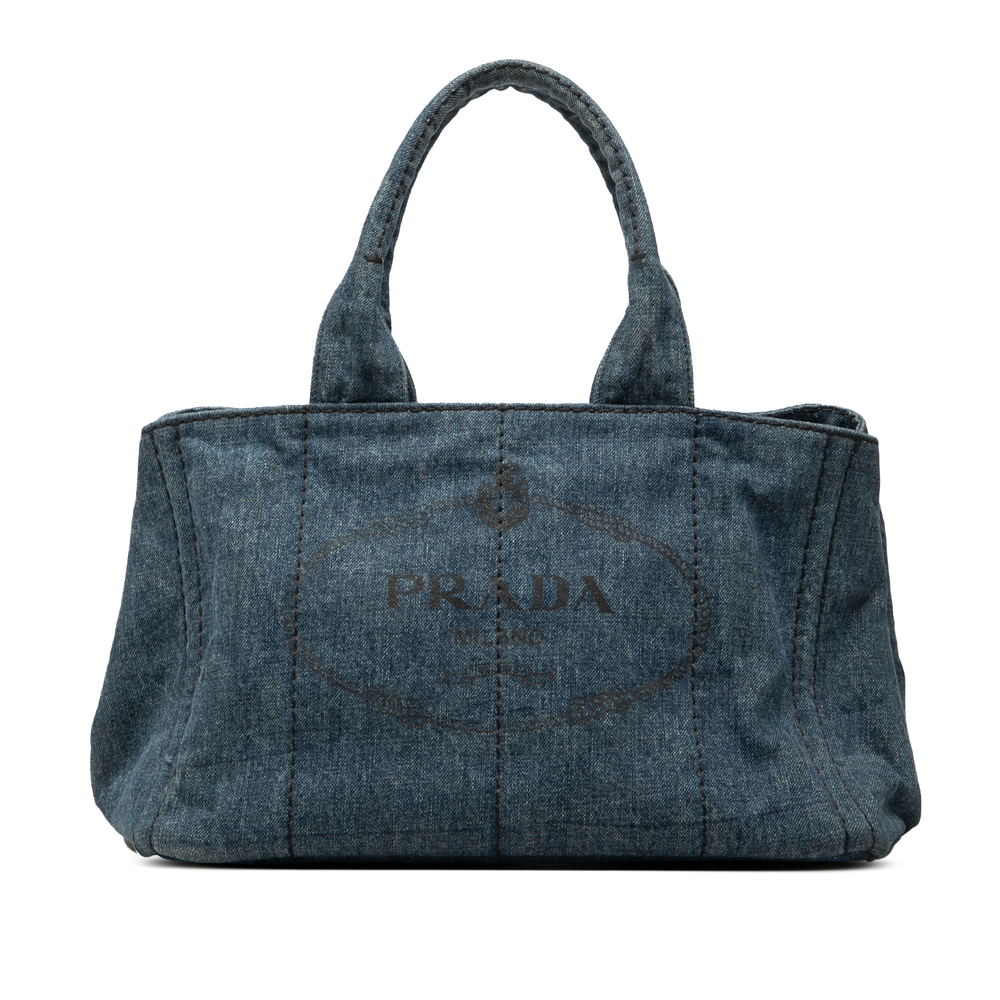 Pre-Loved Prada Denim Canapa Logo Tote